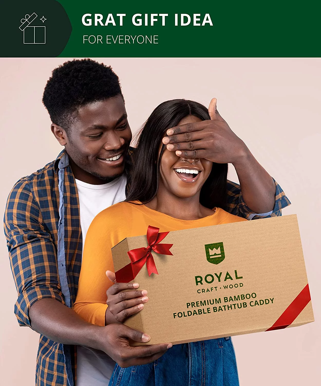 𝐋𝐮𝐱𝐮𝐫𝐲 Foldable Bathtub Caddy Tray, Bamboo Bath Caddy Natural Bathtub Tray Expandable, Bath Tub Table Caddy with Extending Sides SPA Bath Shelf - ROYAL CRAFT WOOD