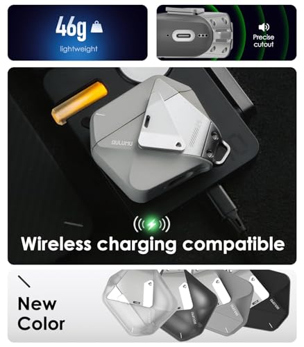 Aulumu A09 Geometric AirPods Pro 2 Case [2nd/1st Generation] with Lock | Protective Cover with Nylon Buckle | Alloy Armour | Compatible with Apple AirPods Pro(2023/2022/2019) - Gray