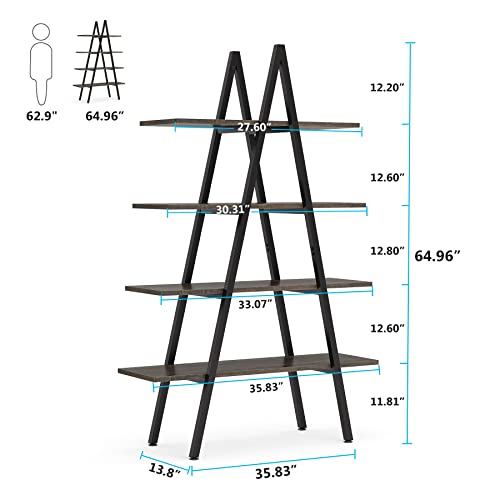 Tribesigns 4-Tier Bookshelf, A-Shaped Bookcase 4 Shelves Industrial Ladder Shelf Open Display Shelves Book Storage Organizer for Living Room, Home Office
