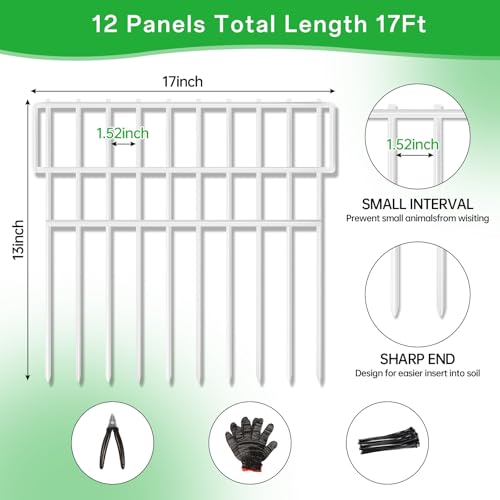 39.5ft(L) X 13in(H) Animal Barrier Fence, 28 Panels No Dig Fence for Dogs, 1.52IN Gap Anti Digging Dog Barrier, Rustproof Metal Garden Edging Border Defense for Outdoor, Yard, Lawn