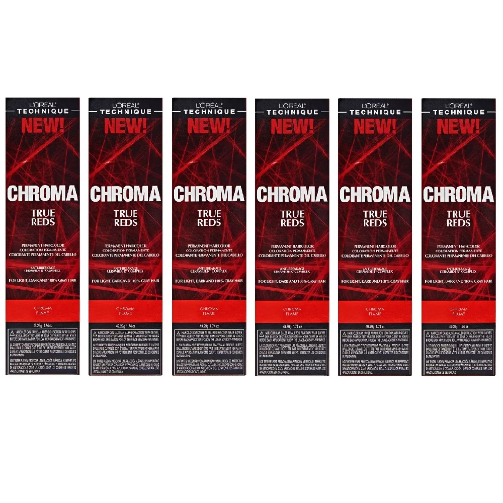L'Oreal True Reds Chroma Flame Permanent Hair Color Tint HC-22917 (6 Pack)
