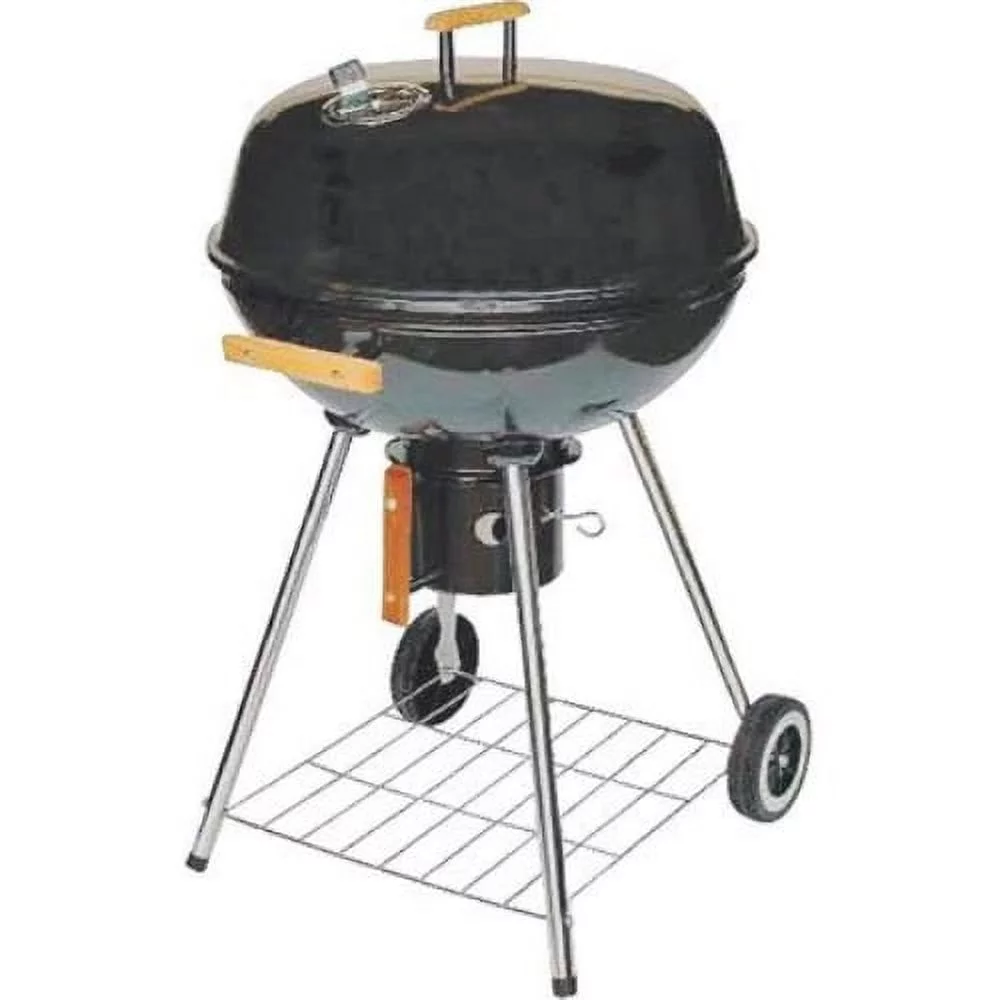 Omaha Charcoal Kettle Grill, 2-Grate, 397 sq-in Primary Cooking Surface, Black, Steel Body