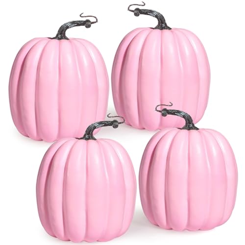 Artmag 6 Inch Large Artificial Pumpkins, 4PCS Big Orange Faux Foam Harvest Pumpkins for Fall Autumn Thanksgiving Seasonal Holiday Decor Decorations (Orange)