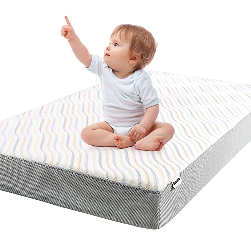 BABELIO Breathable Crib Mattress, Dual-Sided, Memory Foam, Waterproof, Removable and Machine-Washable Cover, for Toddler and Baby 52