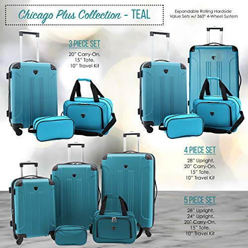 Travelers Club Chicago Hardside Expandable Spinner Luggage, Teal, 20