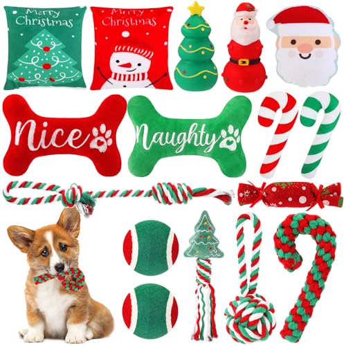 16 Pcs Christmas Dog Advent Calendar 2025 Santa Claus Squeaky Toys Xmas Candy Cane Interactive Ball and Bones Chew Toy for Small Medium Large Pets Puppy Teething Training Gift(Halloween)