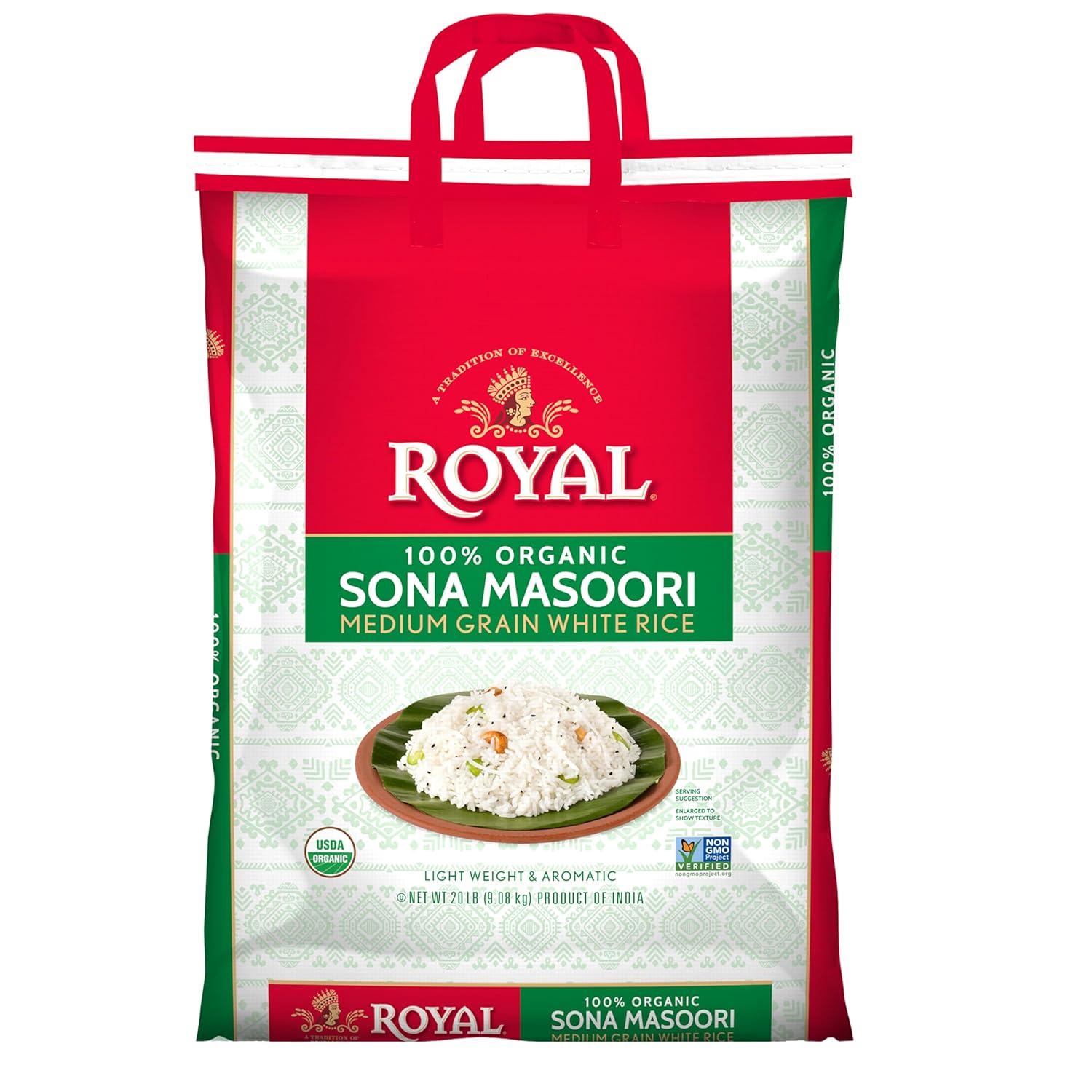 Royal Organic Sona Masoori Rice, 20 Pound