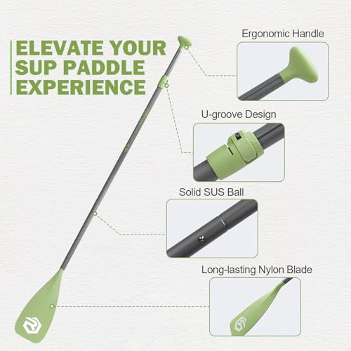 SUP Paddle - Paddle Board Paddle 4 Piece Stand Up Paddleboard Paddles Lightweight Floating Kayak Paddle - Light Blue - Lake Green - Light Green