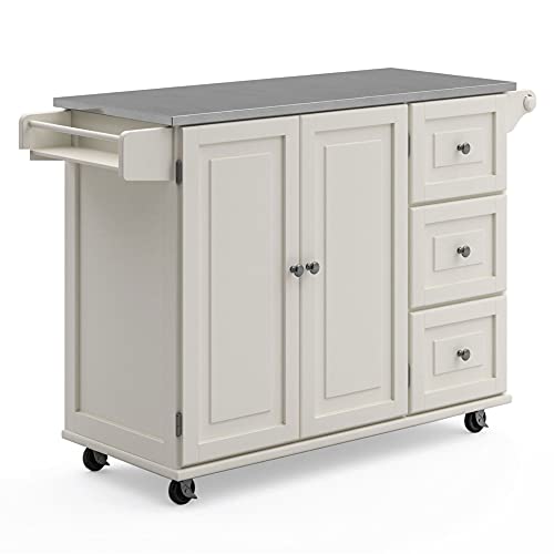 homestyles Mobile Kitchen Island Cart with Stainless Steel Top, Sage Green