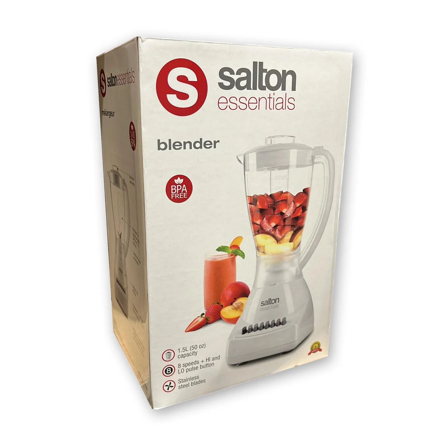 Salton Essentials 8-speed Blender with Pulse Button White