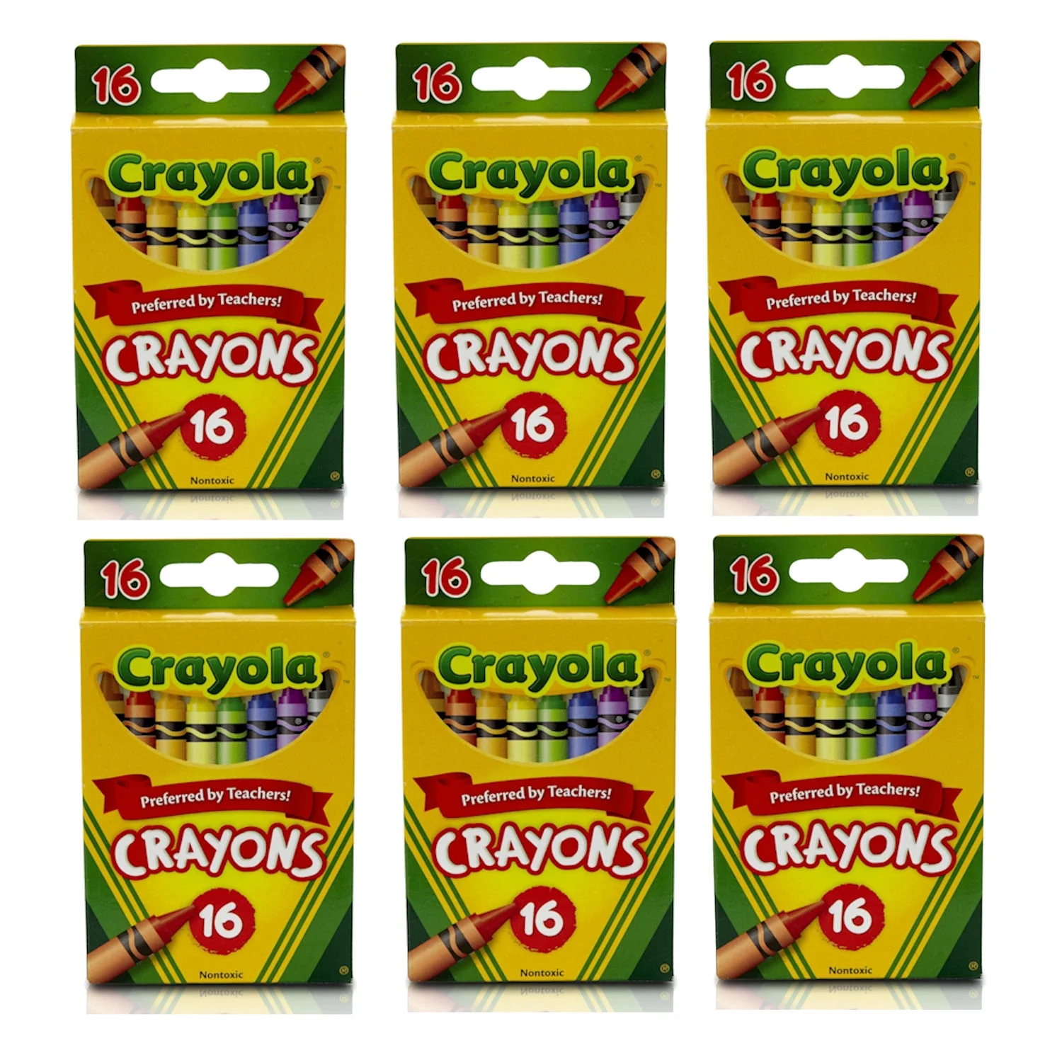 Crayola Classic Crayons School Supplies 16 Count (Pack of Six)