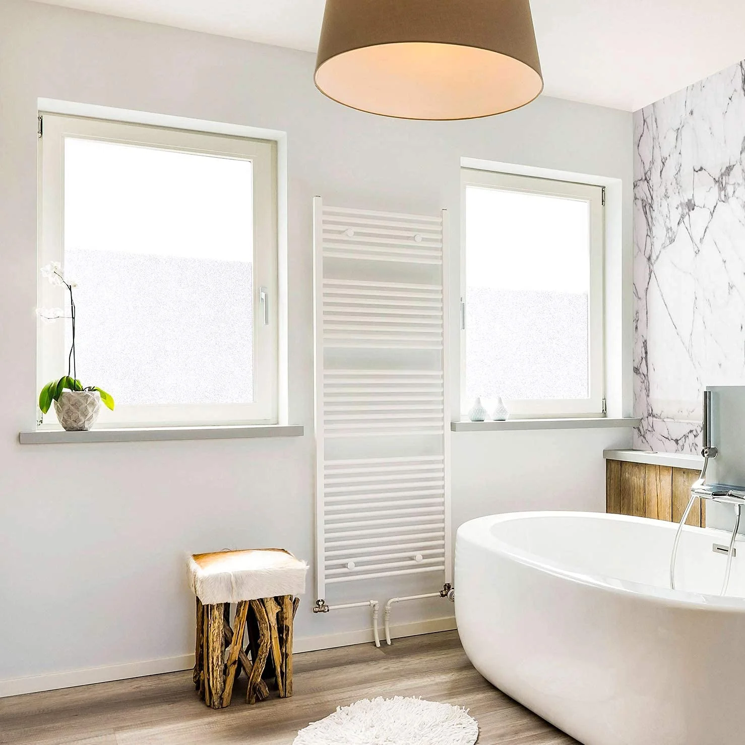 VEELIKE Frosted Window Privacy Film 15.7''x354'' Blackout Static Cling Removable Window Film Adhesive Bathroom Shower Window Stickers Sun Blocking Anti UV Glass Film for Home Sliding Door  Matte White