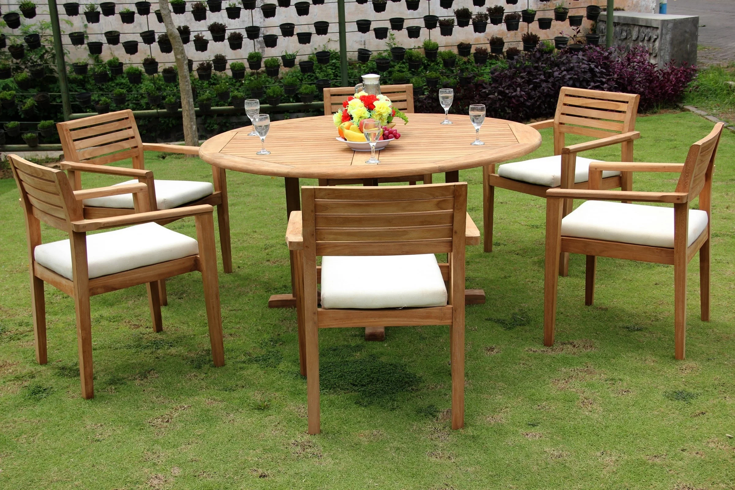 Teak Dining Set:6 Seater 7 Pc - 60