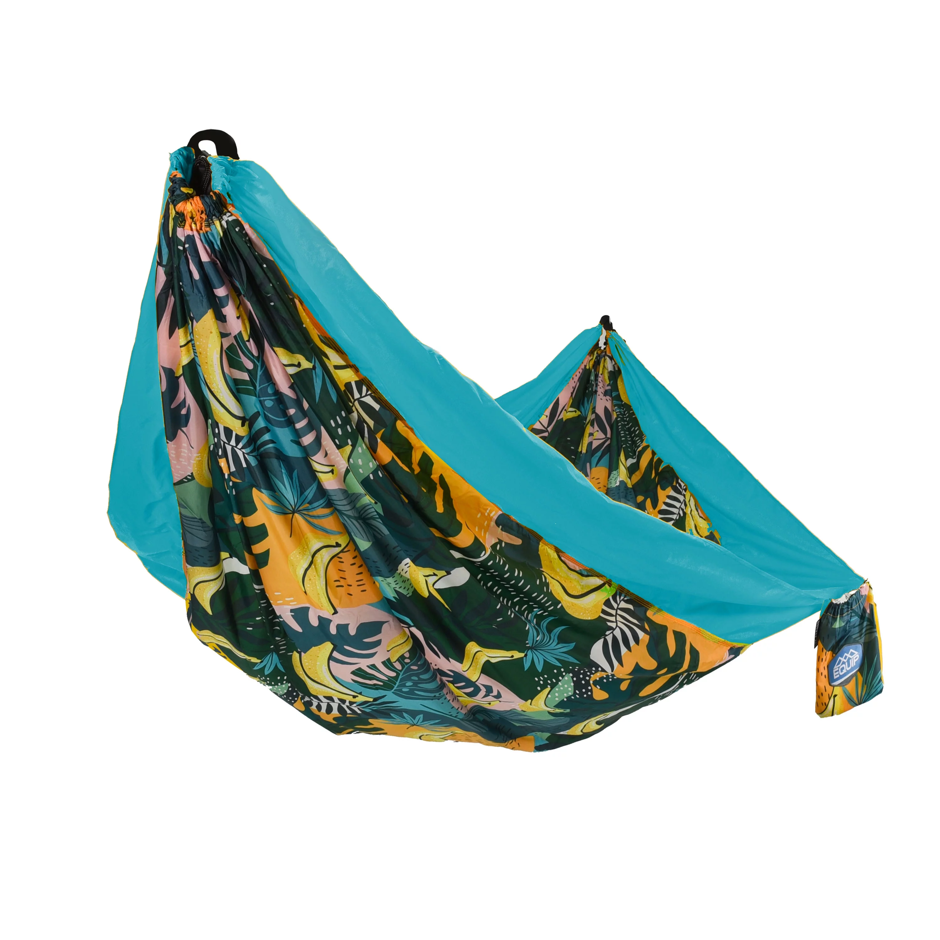 Equip Lightweight Portable Nylon Camping 1 Person Travel Hammock, Blue Tropic Like It's Hot Pattern, Assembled Size 116