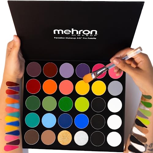 Mehron Makeup Paradise Makeup AQ 30 Color Pro Palette | Magnetic and Refillable Palette | Body Paint & Face Paint | Costumes, SFX, Halloween, & Cosplay