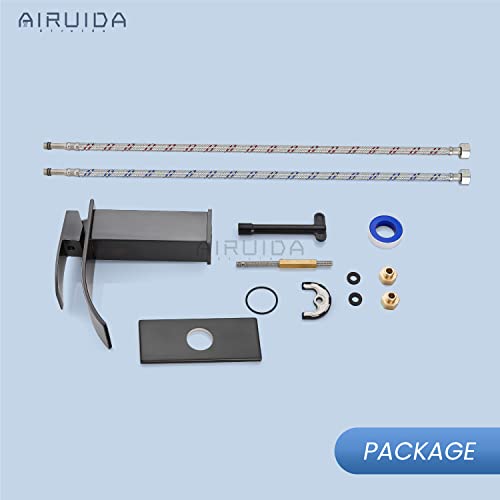 Airuida Brushed Gold Tall Waterfall Bathroom Vessel Sink Faucet Modern Bathroom Vanity Faucet Single Handle Single Hole Farmhouse Bar Mixer Tap Washbasin Faucet Deck Mount