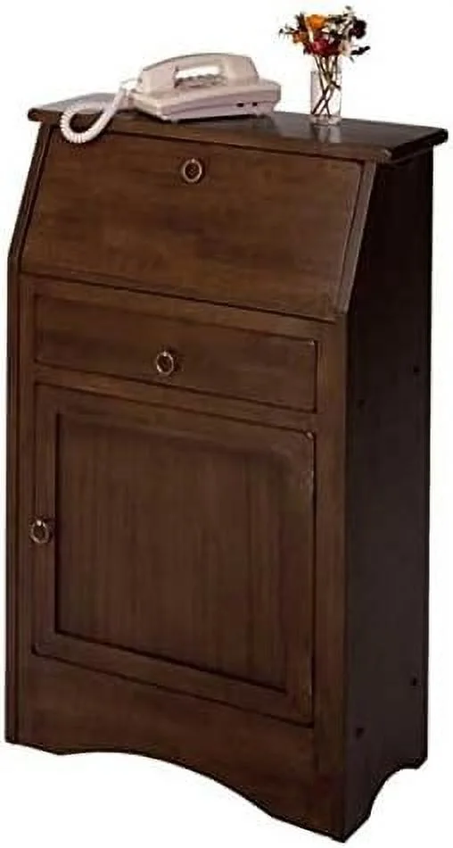 HJNIUNIU Versatile Secretary Desk with Timeless Design | Cabinet Door  Fold-Down Table  Shelves | 38.5" H x 25.1" W x 11.9" D | Walnut Finish