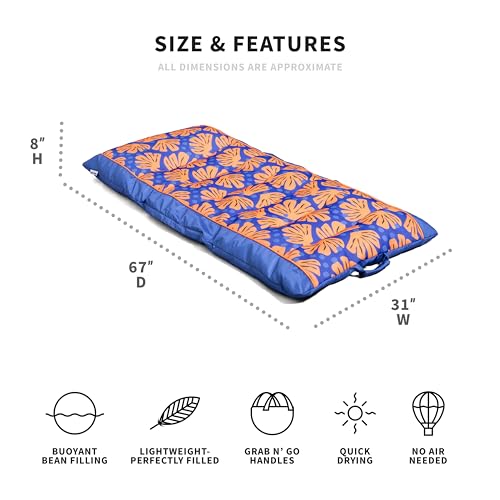 Big Joe Kona Hammock No Inflation Needed Pool Lounger with Headrest, Quick Draining Fabric, 4 feet Big