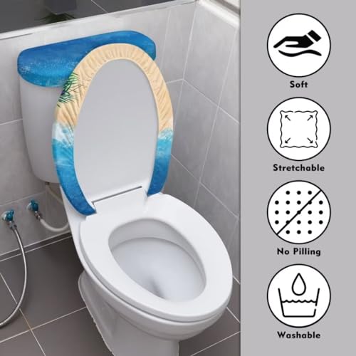 Christmas Bow Bell Toilet Tank Lid Cover and Toilet Seat Lid Cover 2 Pcs Set Toilets Covers with Elastic Cloth Fits Most Toilets Tanks & Lids