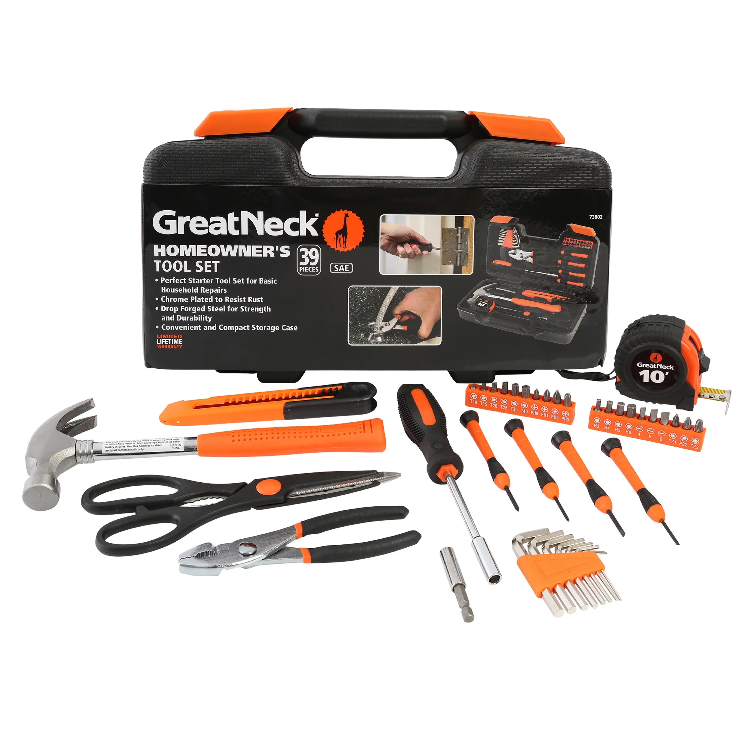 Great Neck 39-Piece Homeowner's Tool Set for Household, Apartment and Dorm Repairs
