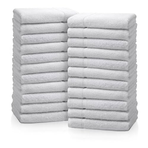 Avalon Towels Salon Towels - White Hand Towels for Bathroom 100% Cotton Spa Towels - Absorbent Facial Towels & Gym Towels for Working Out Hand Towels Bulk 16x27 Inches - 24 Pcs (Not Bleach Resistant)