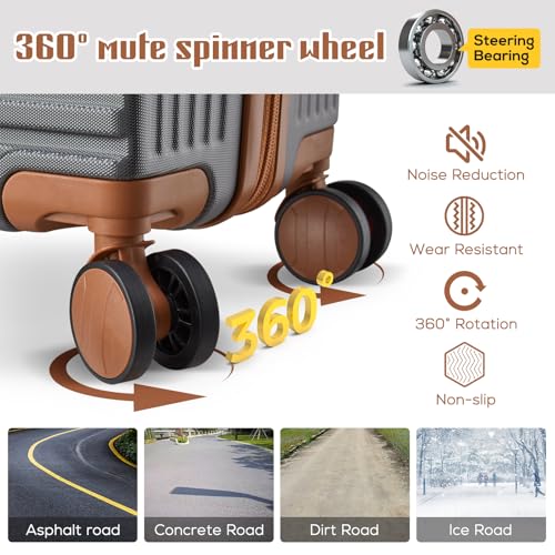 imiomo 20 Inch Expandable Carry on Luggage Sets with Spinner Wheels, Hard Shell Lightweight Rolling Travel Carry-on Suitcase with TSA Lock, Black