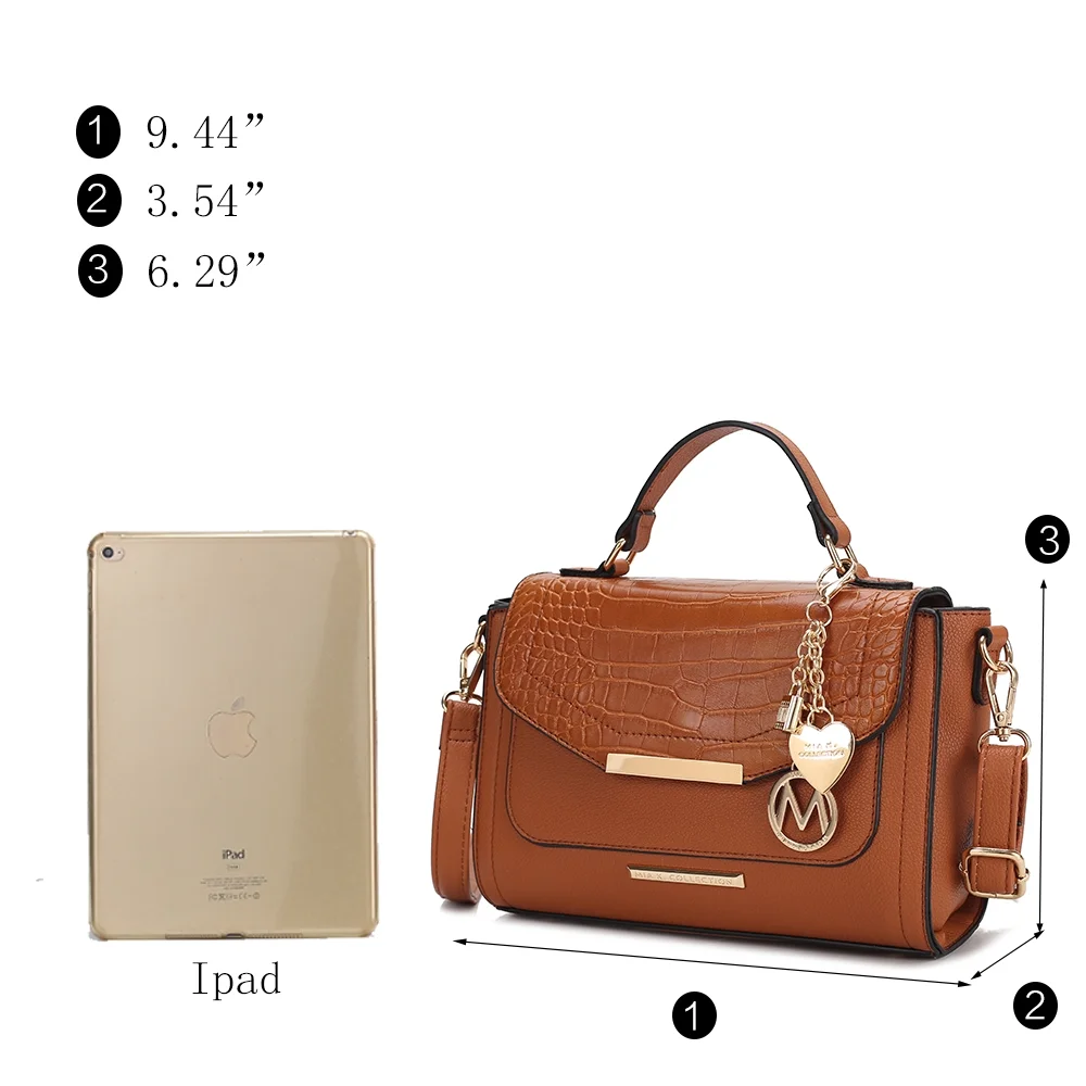 MKF Collection Sylvie Croco Embossed Vegan Leather Women’s Shoulder Bag, Stylish Crossbody Purse Handbag by Mia K - Coffee