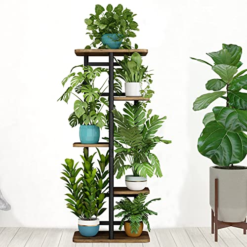 LINZINAR Plant Stand 5 Tier 6 Plant Multiple Flower Rack Holder Shelves Rack Storage Organizer Display Indoor Planter for Balcony Bedroom Patio Garden Living Room, Black