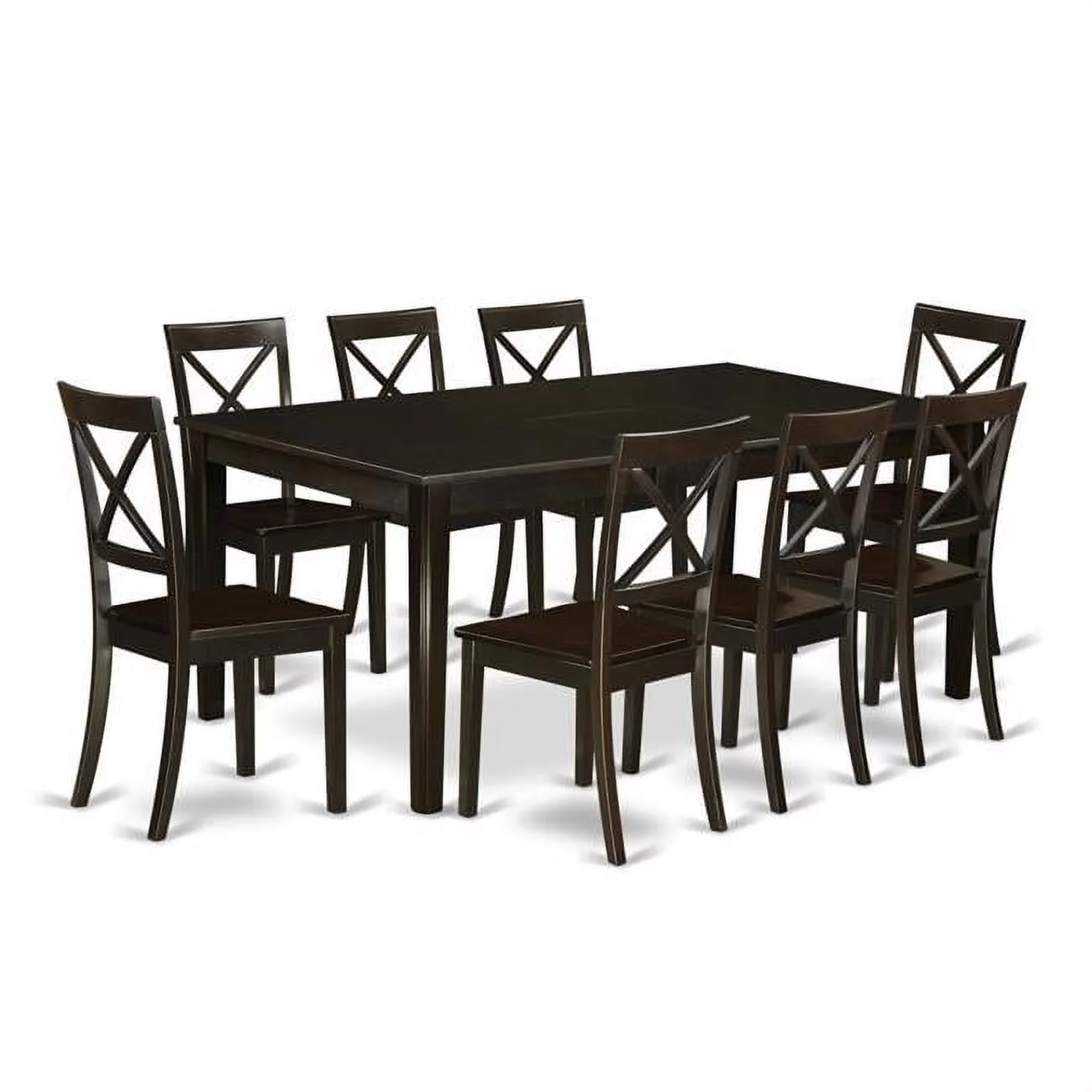 Dining Room Set-Dinette Table with Leaf & 8 Dinette Chairs, 9 piece - Cappuccino