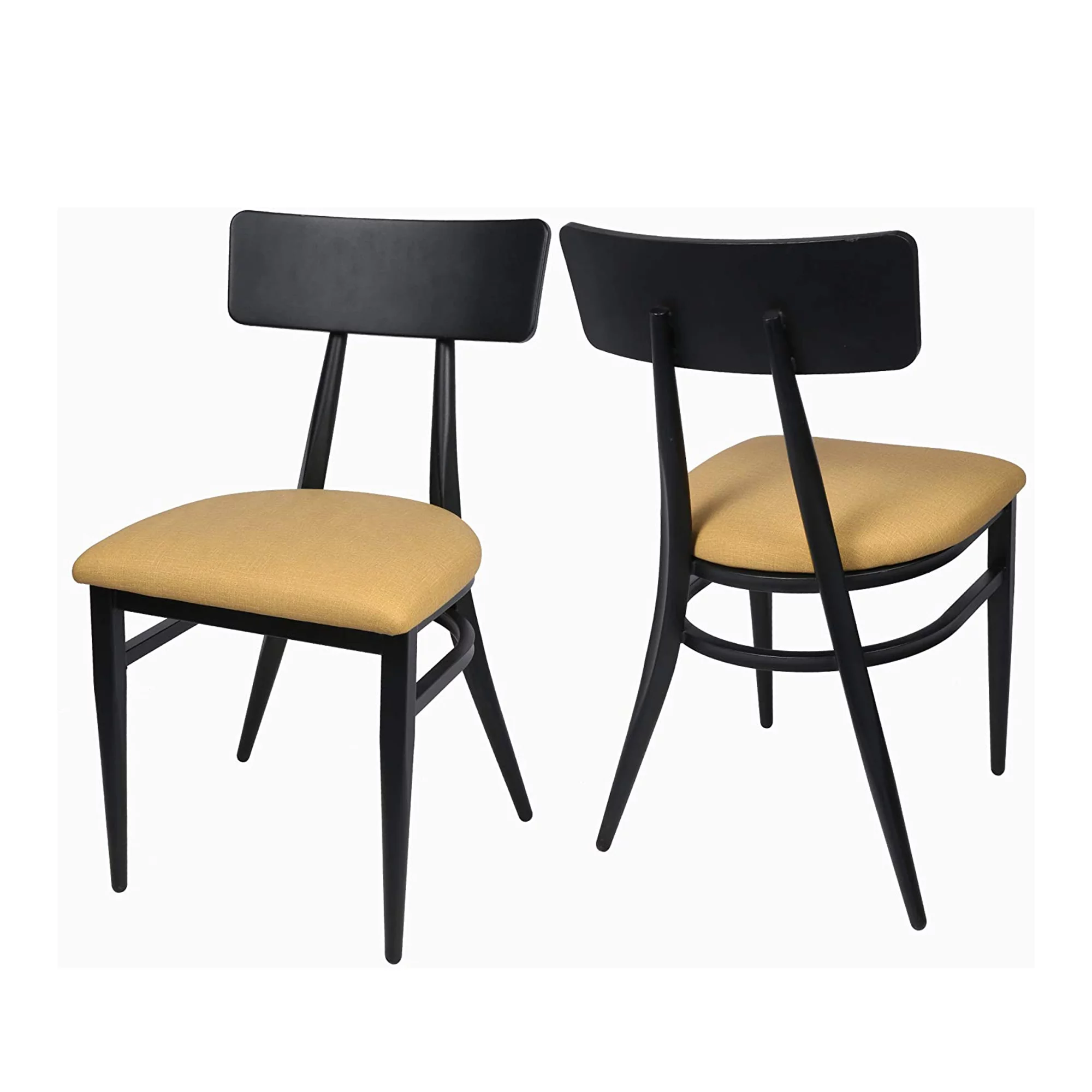 KARMAS PRODUCT Mid-Century Dining Chairs Set of 2, W/Simple Back & PU Leather Cushion, Iron Frame Chairs, Easy Assemble, Simple Chair for Dining Room, Living Room, Bistro, Sandalo