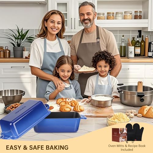 9x5 Enameled Cast Iron Loaf Pan with Lid - 2 in 1 Homemade Sourdough Bread Baking Pan