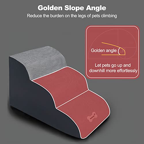 Pet Stairs, Washable & Zippered Cover Removable Pet Ramp, High Density Sponge Dog Stairs(2 Tiers Pet Stair, Black)