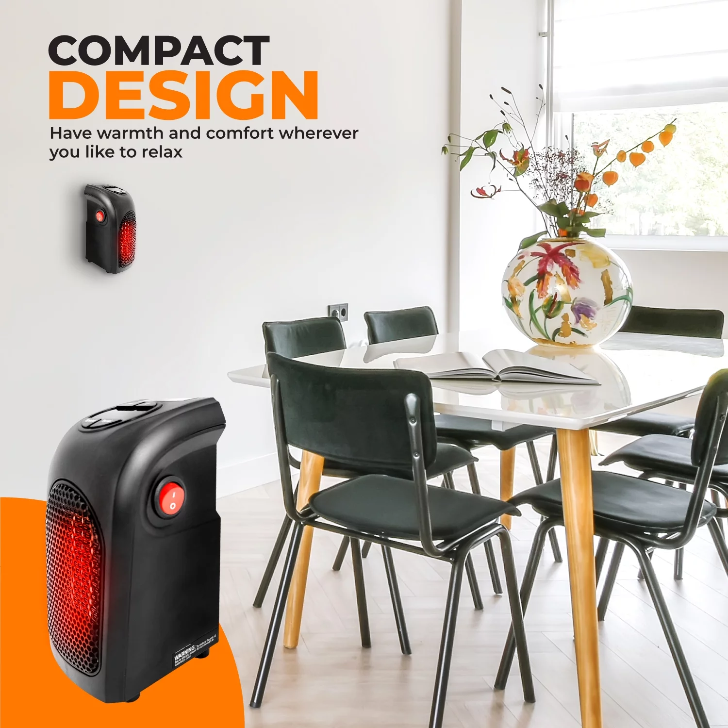 Warm-Living 400W Personal Digital Programmable Plugin Heater With Remote, Black