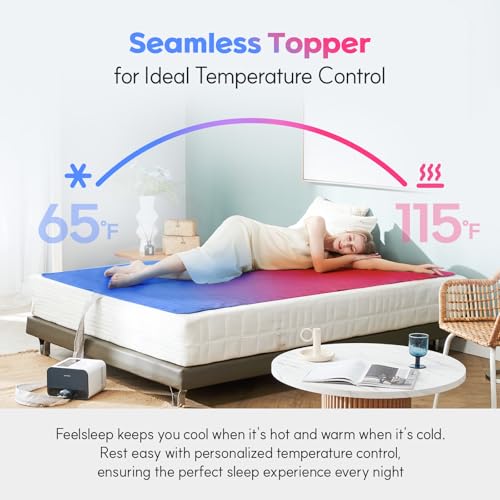 HuBDIC Feelsleep Electric Water Cooling and Heating Mattress Topper, Smart App Controlled Bed Temperature System, Cool Sleep Pad for Hot Sleepers & Night Sweats, Queen Size 57