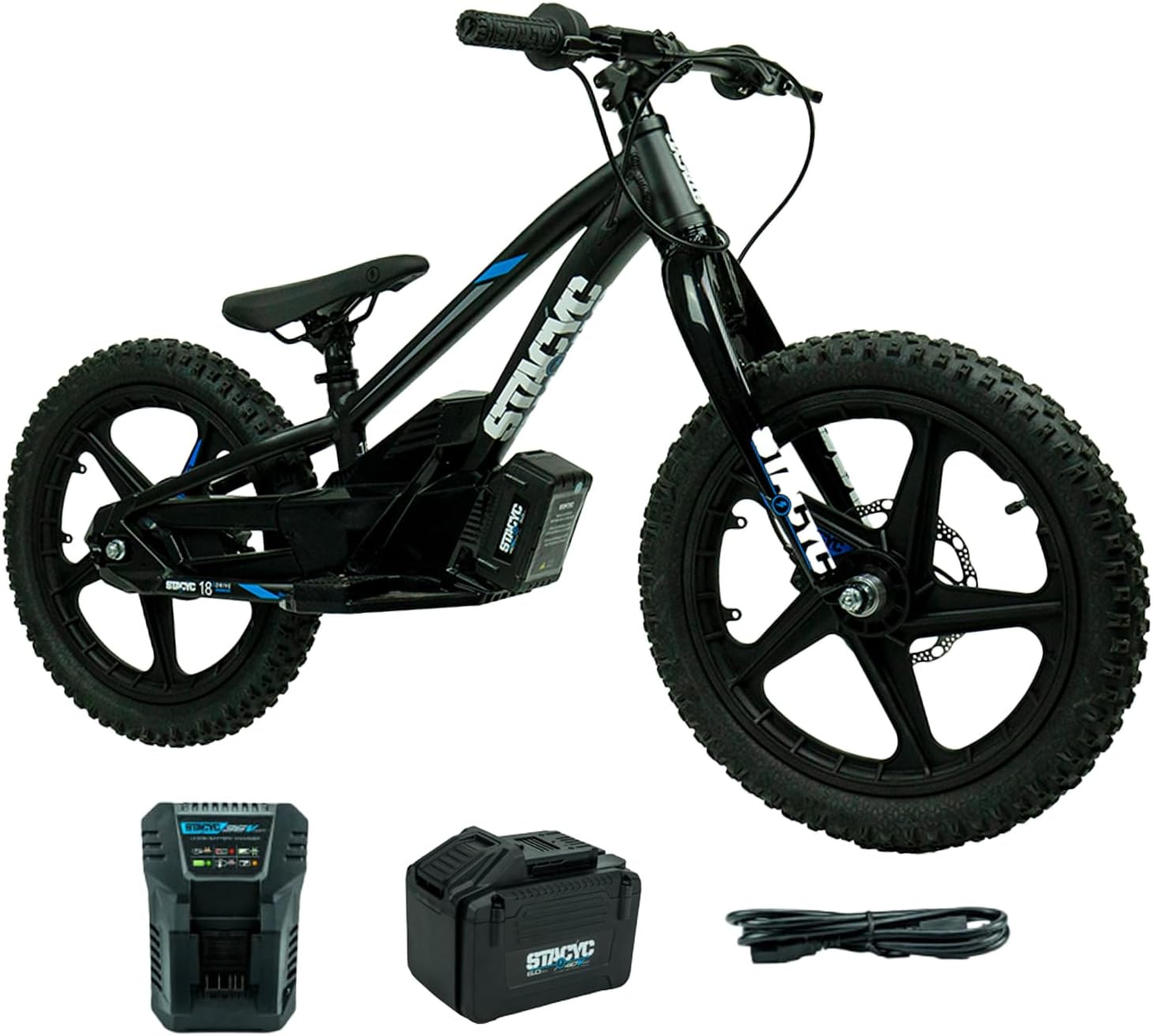 STACYC Brushless 18eDRIVE Electric Balance with Additional 6AH 36V E Bike Battery for Kids Ages 8-10 Years Old