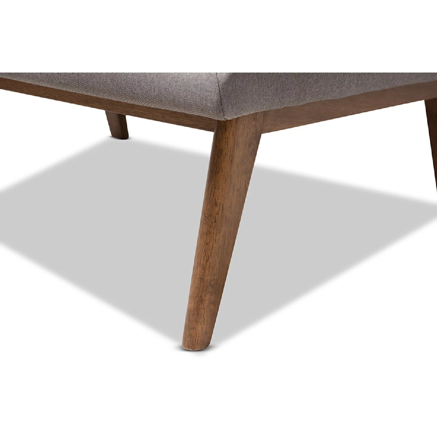 Annetha Mid-Century Modern Grey Fabric Upholstered Walnut Finished Wood Chair And Ottoman Set