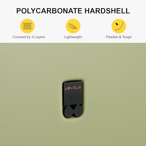 LEVEL8 Hard Shell Carry on Luggage Airline Approved, Carry-on Suitcases with Wheels, Lightweight Luminous Textured Hardside Travel Bag with Tsa Lock, 20 Inch, Black