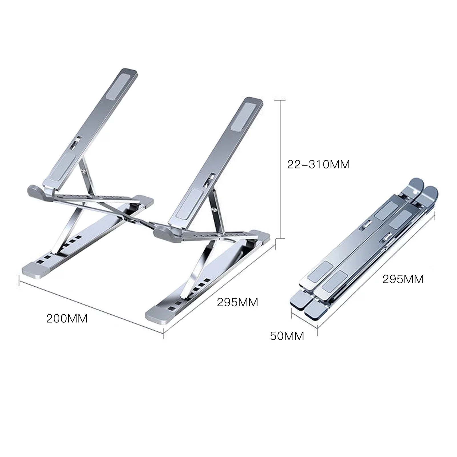 Meterk Portable Laptop Stand Ergonomic Aluminum Alloy Laptop Riser Double Height Adjustment Foldable Computer Notebook Holder Stand for 11-17 Inches Laptop Tablet