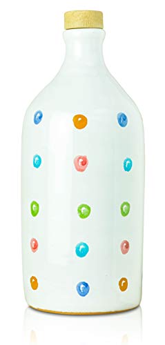 Antico Frantoio Muraglia | Premium Italian Extra Virgin Olive Oil | First Cold Pressed Gourmet EVOO | RAINBOW Arcobaleno Collectible Handmade Ceramic Bottle | 16.9 Fl.oz (500 ml)
