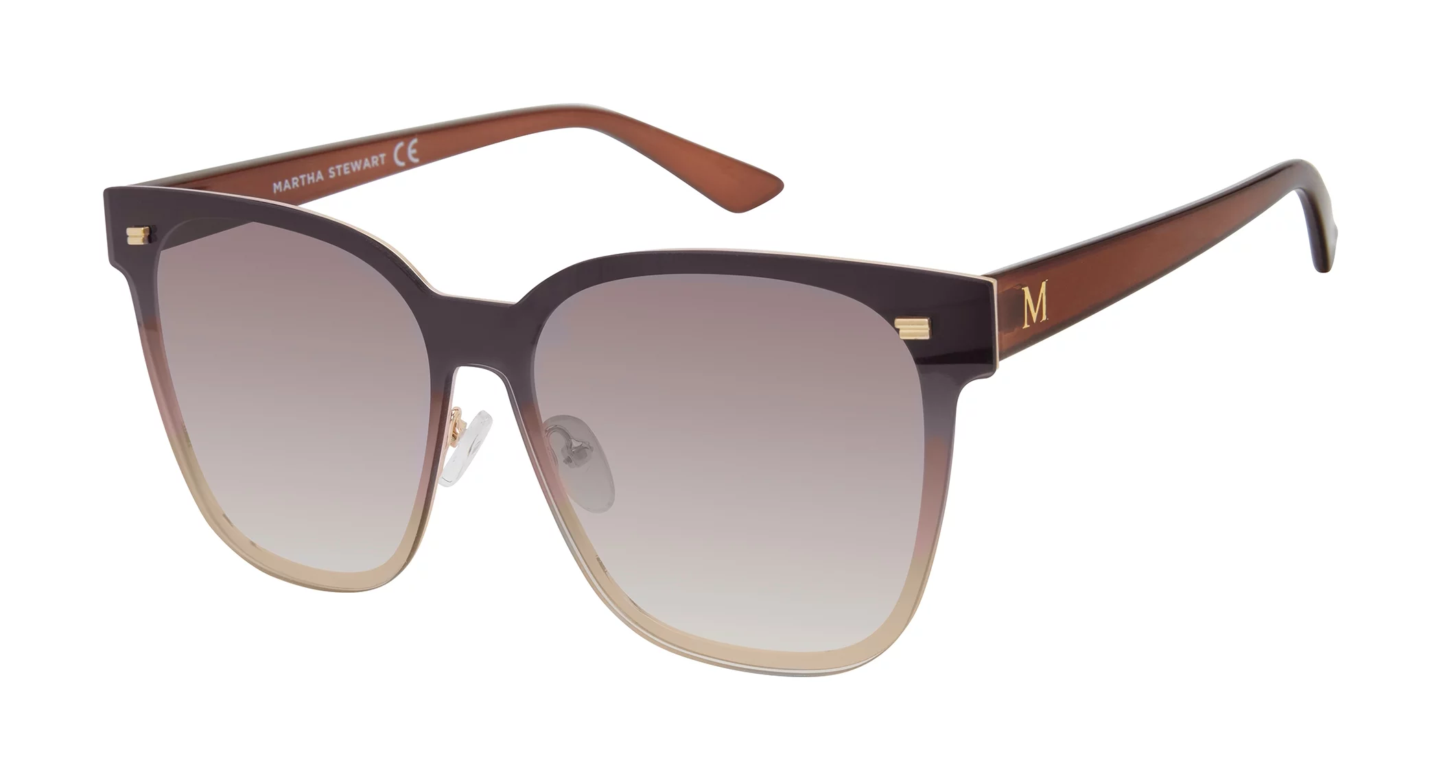 Martha Stewart Women's MS140 Retro UVA and UVB Protective Square Fashion Sunglasses, 56mm