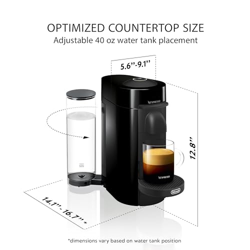Nespresso Vertuo Plus Coffee and Espresso Maker by De'Longhi, Grey with Aeroccino Milk Frother