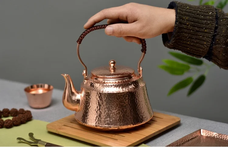 Girder 1 Liter Pure Copper Kettle Handmade Kettle Boiling Teapot Chinese Tea Art Pot