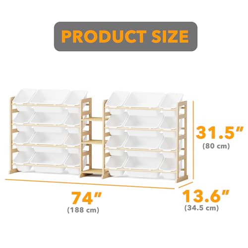 SpaceAid Large Toy Storage Organizer with 24 Bins and 3 Shelves, Toy Organizers Storage Bookshelf, Kids Bin Shelf Box Bookcase for Bedroom Playroom Organization Room Decor, White