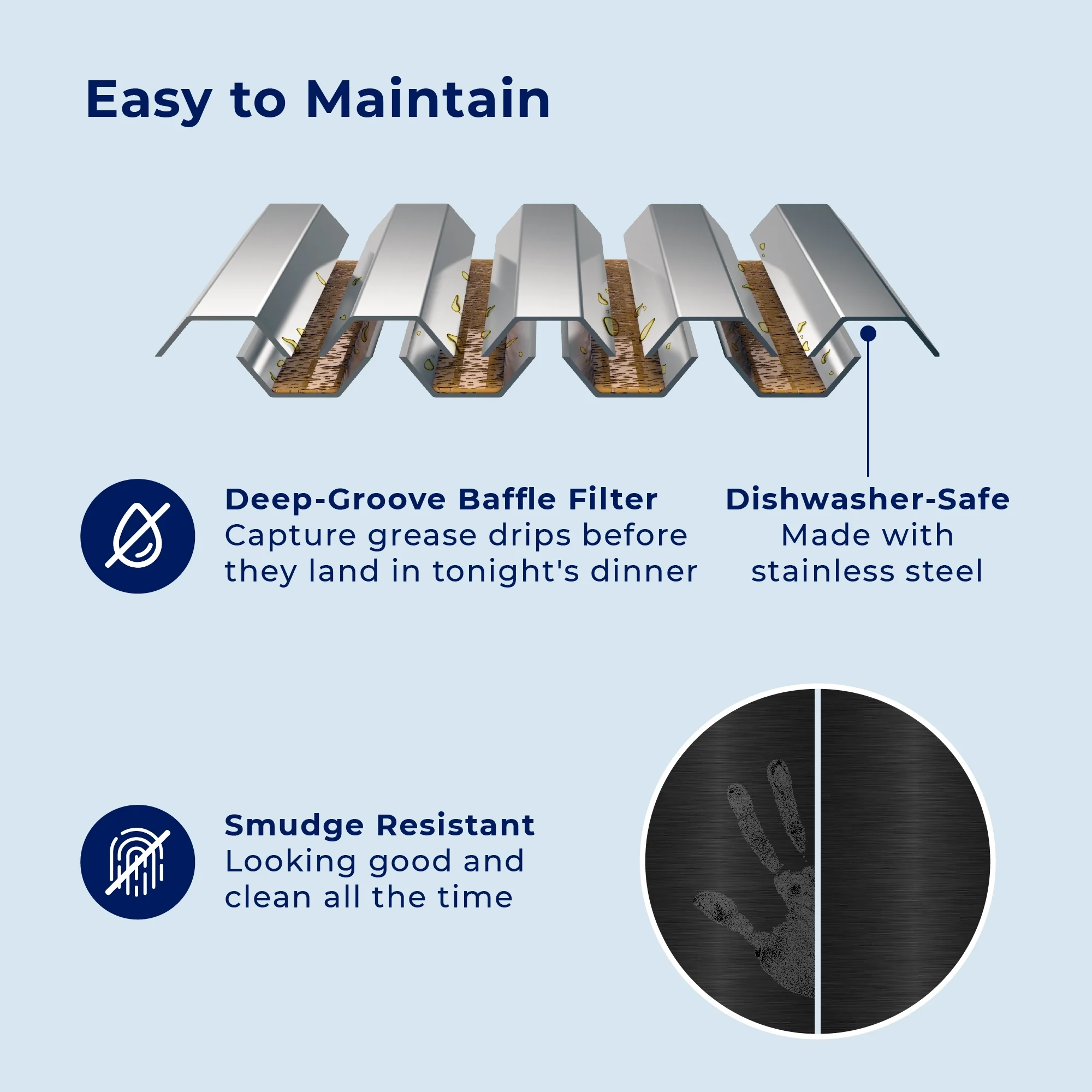 Hauslane WM-590BSS-30 30 in. Convertible Wall-Mounted Range Hood, Black Stainless Steel