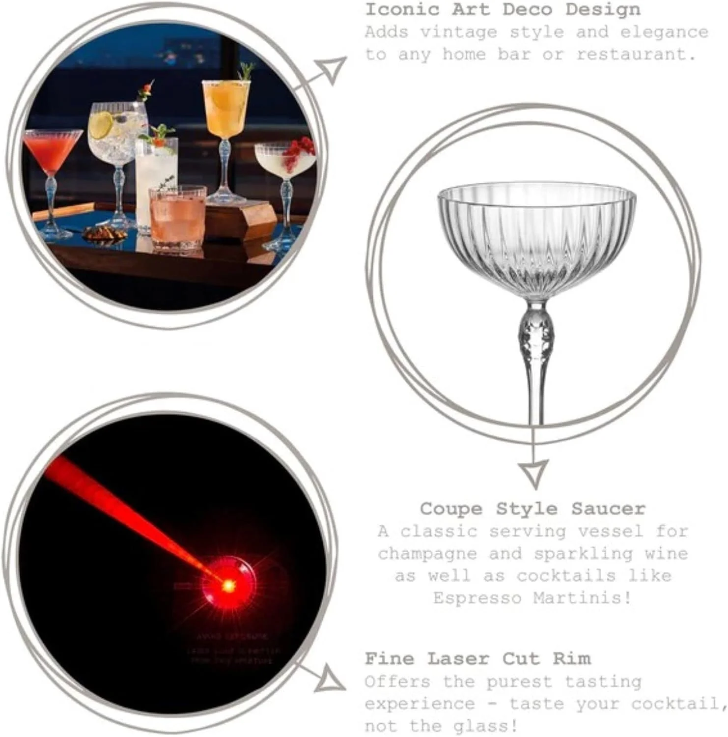 America '20S 7.75 Oz. Cocktail Coupe Glass, Clear, Set Of 4