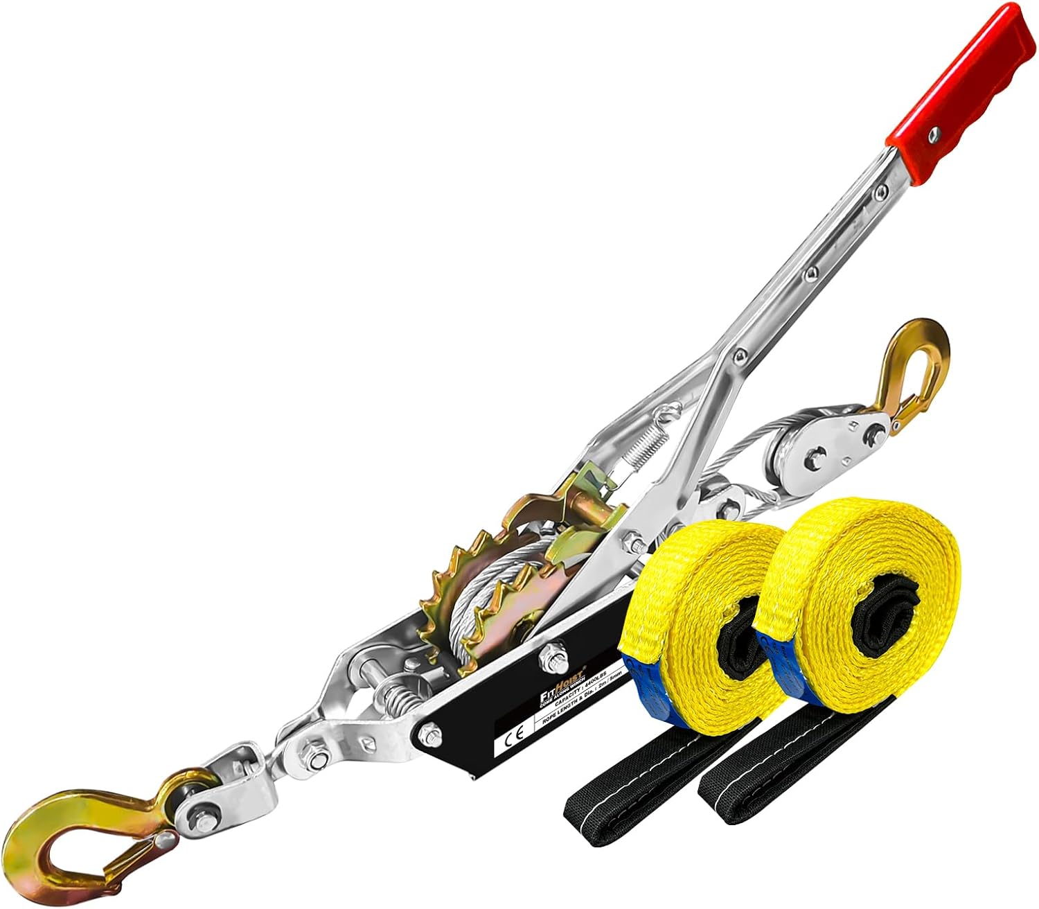 Come Along Winch Ratchet Tool 2T Heavy Duty 2 Hooks Steel Cable Dual Gear Power Puller Two 1