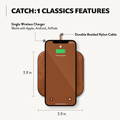Courant Catch:1 Fast Wireless Charging Station, Qi Certified, Compatible with Apple iPhone 13, 12, 11, Pro/Pro Max/Mini, Samsung Galaxy, Airpods, Android, & Others, Essential & Classic Chargers
