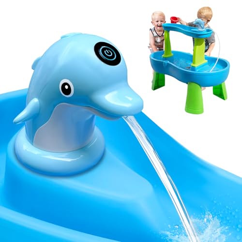 Kids Water Table Cover for Outdoor Play, Heavy-Duty 600D Waterproof Anti-UV Dustproof Protection Fits Splash Pond & Rain Showers Water Tables (Cover Only) Blue