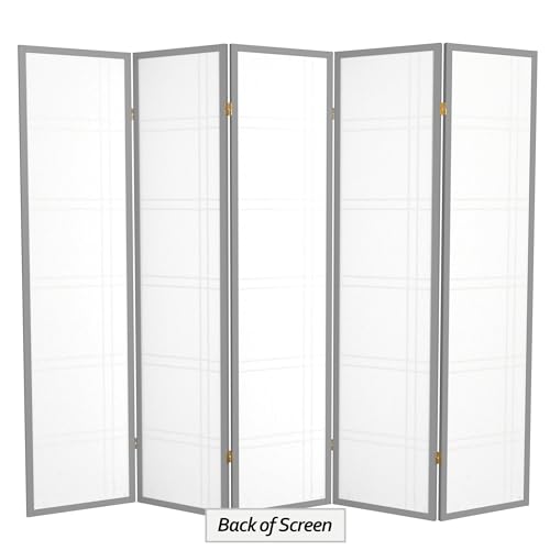 Red Lantern 6 ft. Tall Double Cross Shoji Screen-Grey-3 Panels Room Divider