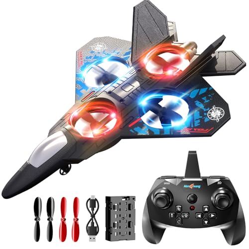 Foam Remote Control Airplanes Rc Planes for Kids 4-8, Remote Control Planes Fighter Jet with Light, 360° Flip Fighter Jet Toy, Gravity Sensing, Stunt Roll, Gifts for 6 7 8 10 12 Year Old Boys